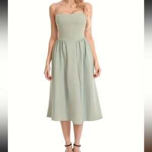 Cinched waist spaghetti strap corset drop waist pockets sweetheart neck size S